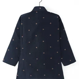 Ridokidz Full Sleeves Ethnic Motif Embroidered Kurta & Pyjama Set - Black image 3