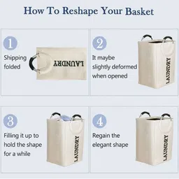 Stylista 2-Pcs Beige Printed Durable & Foldable Laundry Bag with Metal Handle image 2