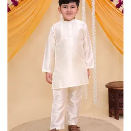 AJ Dezines Cotton Woven Full Sleeves Solid Kurta Pyjama With Floral Motif Foil Printed Jacket Set - Yellow image 5