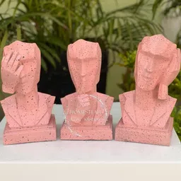 HOMESTEAD DECORE SOLUTION 3 Piece Peach Colour Face Showpiece image 2