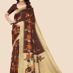 KANOODA Floral Printed Zari Mysore Silk Saree-picture-14