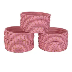 ZULKA Set of 48 Traditional Plain Metal with Polka Dots Bangles-picture-13