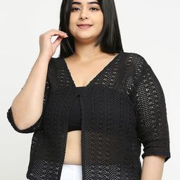 Style Quotient Plus Size Women Self Design Lace Open Front Smart Casual Shrug-picture-40
