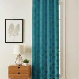 GEET CREATIONS Blue Floral Room Darkening Window Curtain-image-20