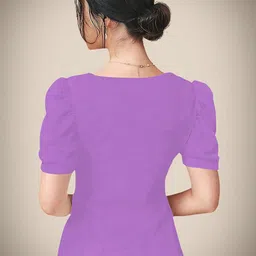 Dream Beauty Fashion Women Puff Sleeve V-Neck Regular Top image 5