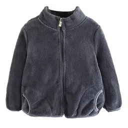 MOMISY Full Sleeves Solid Front Zipper Jacket - Grey-picture-19