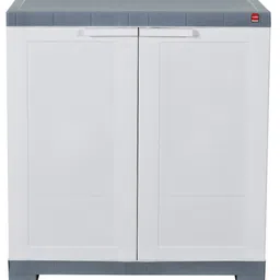 cello wimplast Cello Novelty Compact Plastic 2 Door Cupboard With Shelf, Grey & White-picture-12