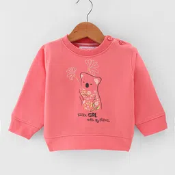 Wingsfield Full Sleeves Animal Embroidered Sweatshirt - Peach-image-10