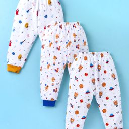 Simply Interlock Knit Full Length Lounge Pant with Animal Print Pack of 3 - White-picture-27