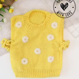 Woonie SleevelessDaisy FlowerDetailed Vest - Yellow-picture-28