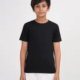 Zion Cotton Half Sleeves Solid Tee - Black-picture-22