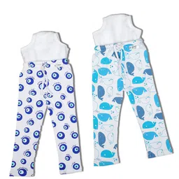 Snugkins Diaper Pant Potty Training Pajamas for Boys & Girls|100% Cotton Size 1 (1-2 years)-Pack of 2-EvilEye & Whale image 2