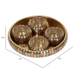 Amaya Decors Brass Basket With 4 Jars image 3