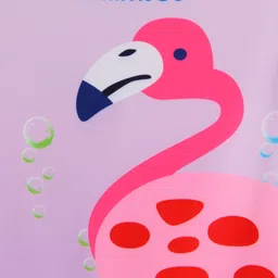 Babyhug Half Raglan Sleeves Legged Swimsuit With Flamingo Print - Purple image 3