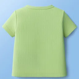 Babyoye 100% Cotton Woven Half Sleeves Night Suit With Text Print - Light Green image 3