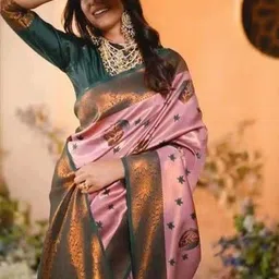 you shop we ship Ethnic Motifs Zari Art Silk Handloom Kanjeevaram Saree image 2