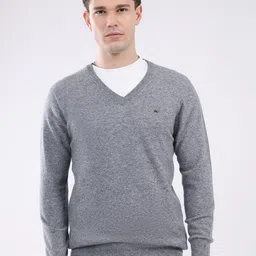 Monte Carlo Men Solid V-Neck Ribbed Pullover Sweater-picture-40