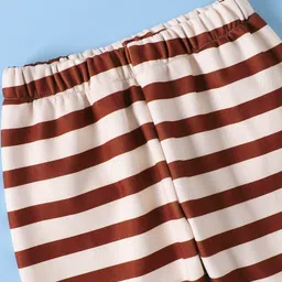 Mark & Mia Full Sleeves Winter Wear Night Suit With Text Print & Stripes - Beige image 5