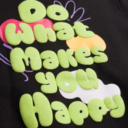 arias by lara dutta Arias Cotton Knit Full Sleeves Hooded Sweatjacket with Pockets & Next Gen Text Print - Black & Neon Green image 5