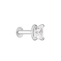 GIVA 925 Sterling Silver Rhodium-Plated Stone Studded Sparkle Square Stud Nosepin image 4