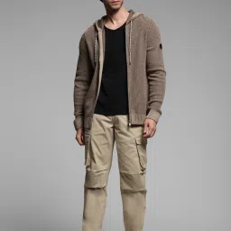 Jack & Jones Beige Slim fit Solid Hooded Sweatshirts image 4