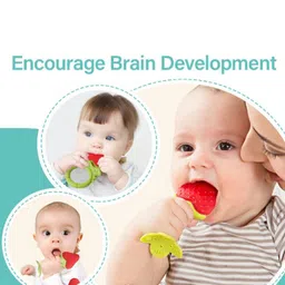 Kalra Magic Kids Pack of 2 Yellow & Green BPA-Free Fruit Shaper Small Teethers image 4