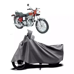 Auto Pearl Two Wheeler Cover with Bag for Royal Enfield Machismo 350, Silver-picture-39