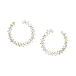 LUNA Women Yellow Gold Lab Grown Diamond Studded Hoop Earrings I 14 Kt-image-21