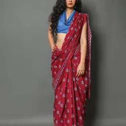Pinkcity Trade World Floral Block Print Pure Cotton Saree-image-86