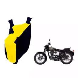 Auto Pearl Waterproof Two Wheeler Cover For Royal Enfield Bullet 350 Twinspark (Yellow & Blue)-image-22