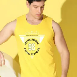 WOOSTRO Pack Of 2 Printed Super Combed Cotton Gym Vests VWS26(98 YELLOW)(MORE RED) image 4