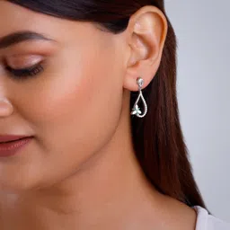 GIVA 925 Silver Rhodium Plated Contemporary Zircon Drop Earrings image 4
