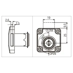 Ebco Target Square Lock With Receiver Plate Size 22 mm, Nickel Plated Finish and 19 mm Cutout, E-SQL2-22 image 3