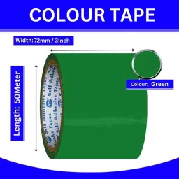 VCR 50 m x 72 mm Biaxially Oriented Polypropylene Green Color Tape, 48 Rolls Per Pack image 3