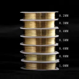 ART IFACT 20 Meters of 0.5mm Brass and Silver Plated Brass String Wire (10 Meters Each) for Craft, Jewellery Making, Beading Wire, Necklace,Imitation Jewellery Parts RUST FREE (Brass and Silver) image 4