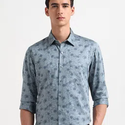 Arrow New York Men Slim Fit Floral Printed Spread Collar Pure Cotton Formal Shirt-image-56