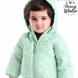 Babyoye Woven Knit Full Sleeves Jacket With Star Embroidery - Green-picture-19