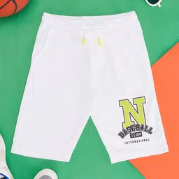 Pantaloons Junior Sports Theme Baseball Printed Shorts - White-image-98