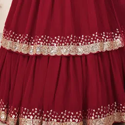 FABPIXEL Embroidered Sequinned Semi-Stitched Lehenga & Unstitched Blouse With Dupatta image 3