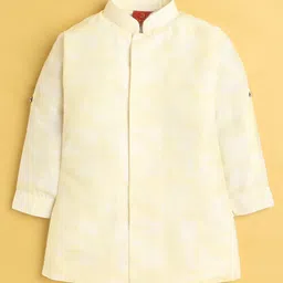 Jeet Ethnics Cotton Blend Full Sleeves Tie Dye Kurta & Pyjama With Sequins Embellished Jacket Set - Yellow image 4