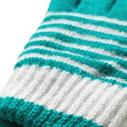 Model Knitted Striped Gloves - Mint Green image 3