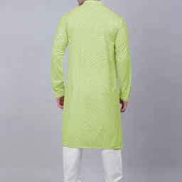 KUNDALI KAKSHAY Men Ethnic Motifs Regular Sequinned Kurta with Churidar image 3