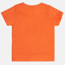 MINI KLUB Cotton Cartoon Designed Dungaree With Half Sleeves Solid Tee Set - Blue & Orange image 5