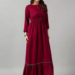 Jash Creation Women Magenta Crepe Solid Anarkali Kurtas image 3