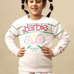 Kids Ville Girls Barbie Printed Round Neck Sweatshirt-picture-0