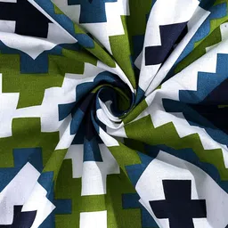 SWAYAM Green & White Geometric AC Room 110 GSM Double Bed Dohar image 4