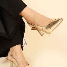 Flat n Heels Women Gold Stilettos Heels-picture-12