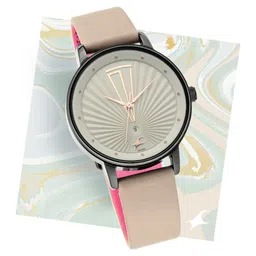 Fastrack Ruffles Quartz Analog with Date Grey Dial Leather Strap Watch for Girls-picture-29