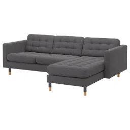 ikea landskrona 3-seat sofa, with chaise longue/Gunnared dark grey/wood image 1