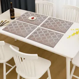 LUXEHOME INTERNATIONAL Brown Textured Heat-Resistant & Anti-Skid Table Placemats-picture-32